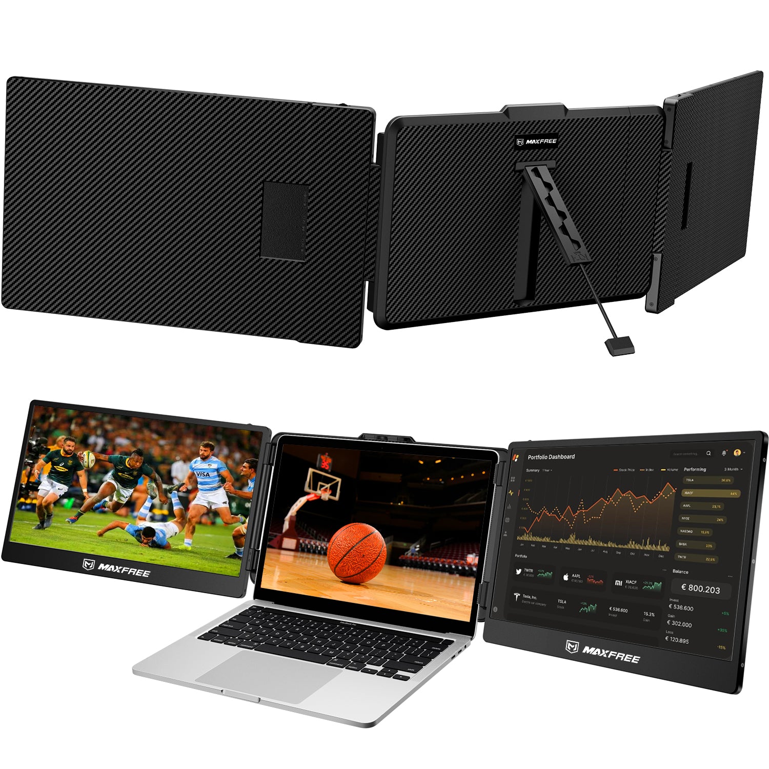 Maxfree S2 14" Triple Monitor laptop screen extender