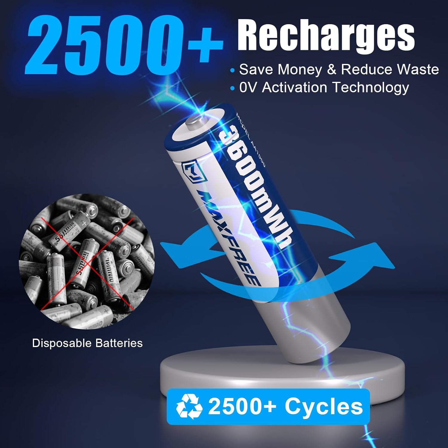 Maxfree Rechargeable AA Batteries