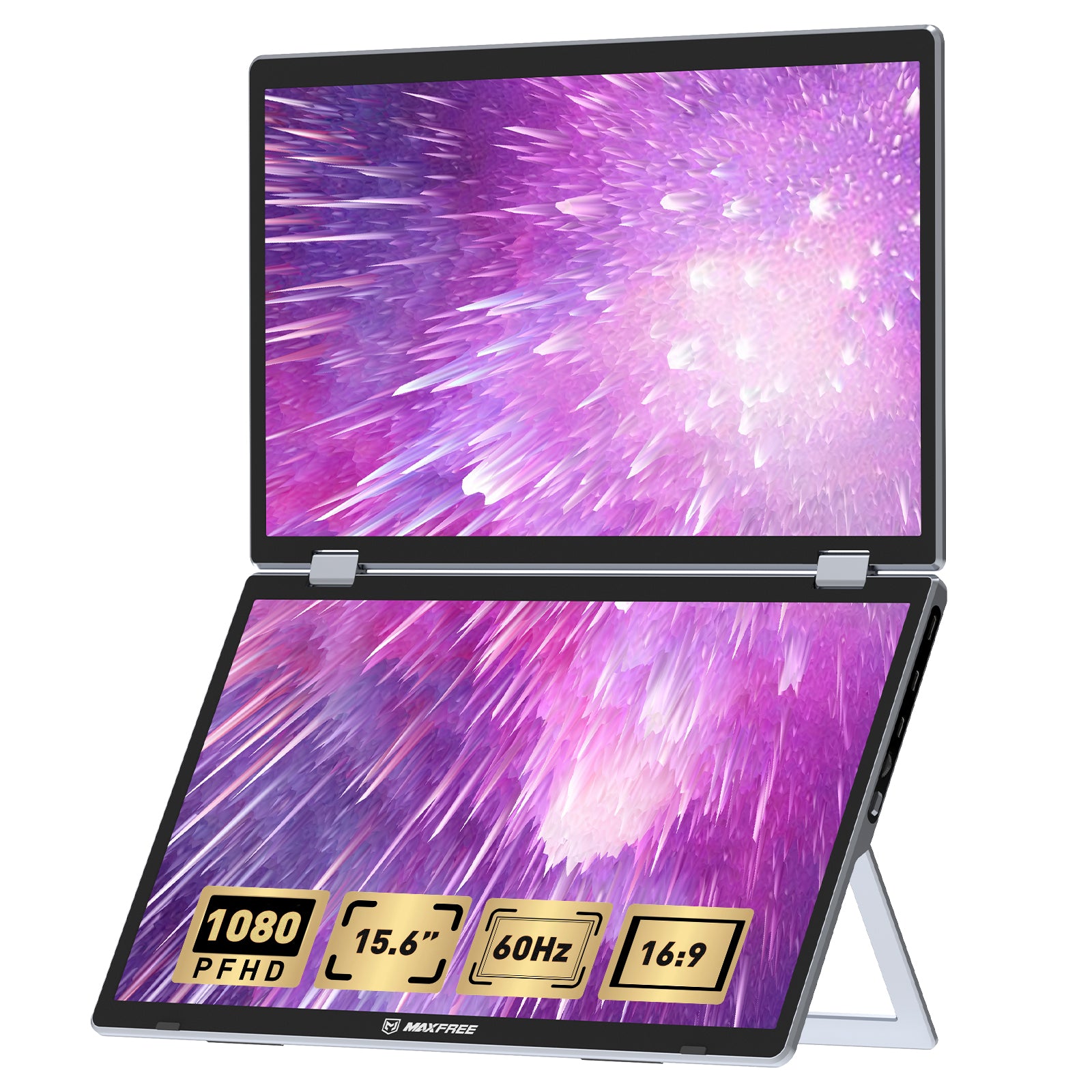 Maxfree M2 15.6" Stacked Folding Triple Monitor for Laptop