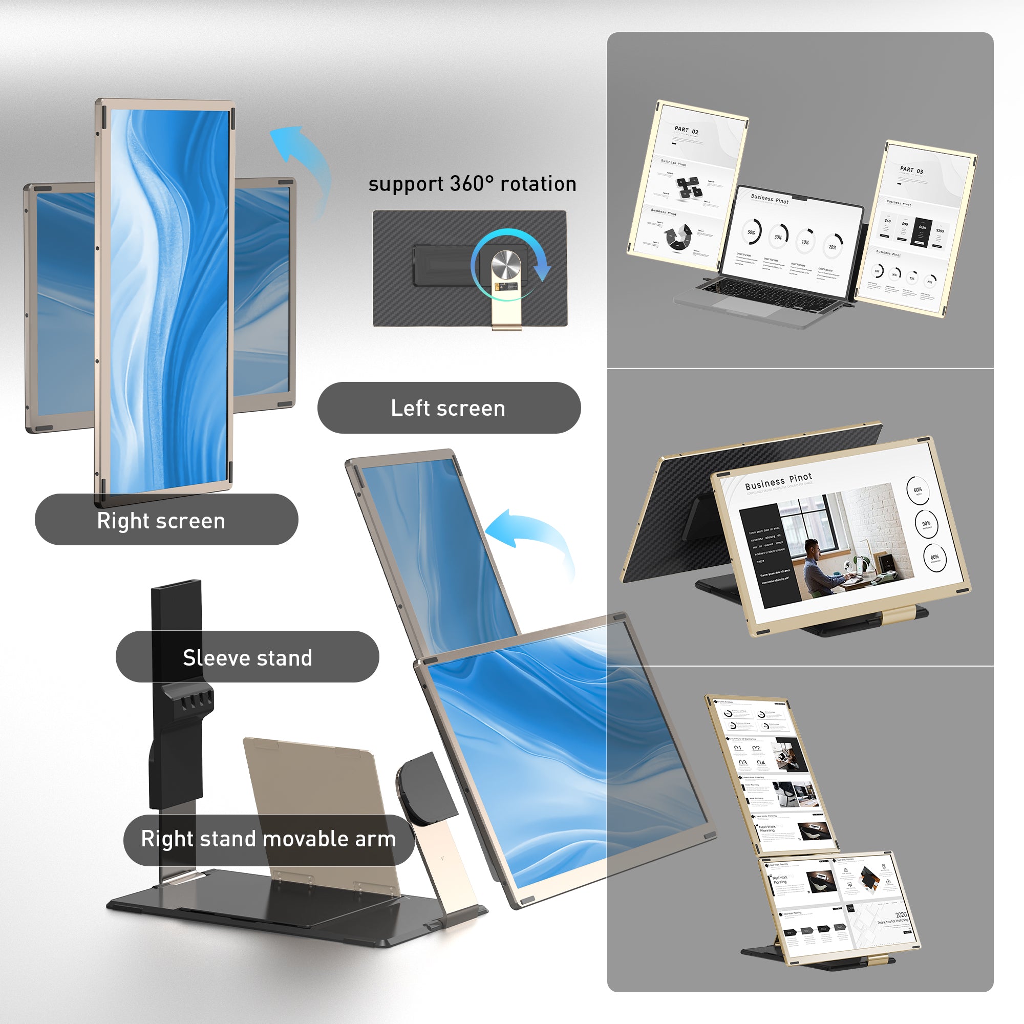 Maxfree S6 15.6" Triple Monitor for Laptop